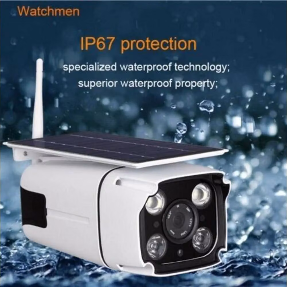 Telecamera di sorveglianza esterna Trade Shop con pannello solare Wifi, risoluzione 2.0MP, sensore PIR e certificazione IP67, colore bianco – 2