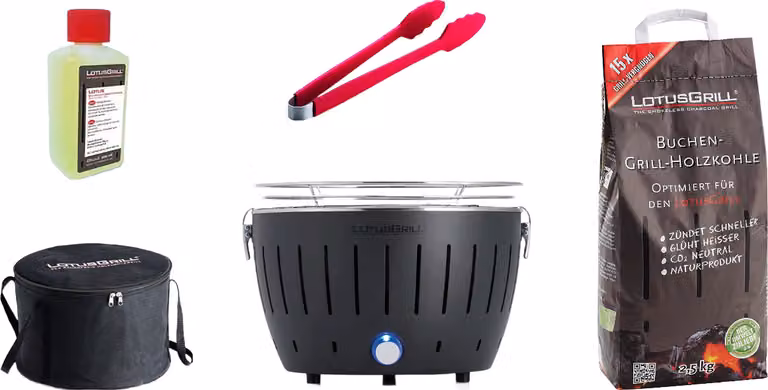 LotusGrill S Small Compact starter set grigio antracite griglia a carbone 5 pezzi