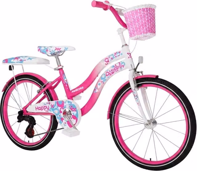 Bicicletta per bambine Giordanoshop con freni V-Brake e cestino, colore bianco e rosa