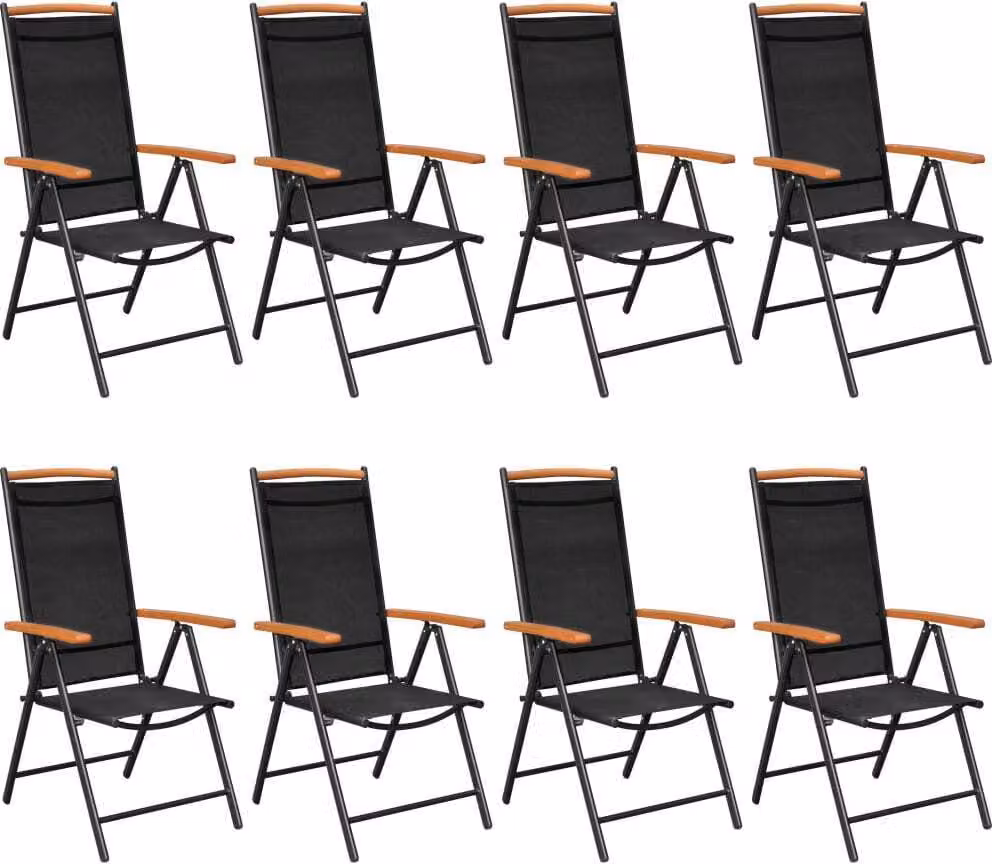 Set da Pranzo da Giardino 9 pz in Alluminio Nero