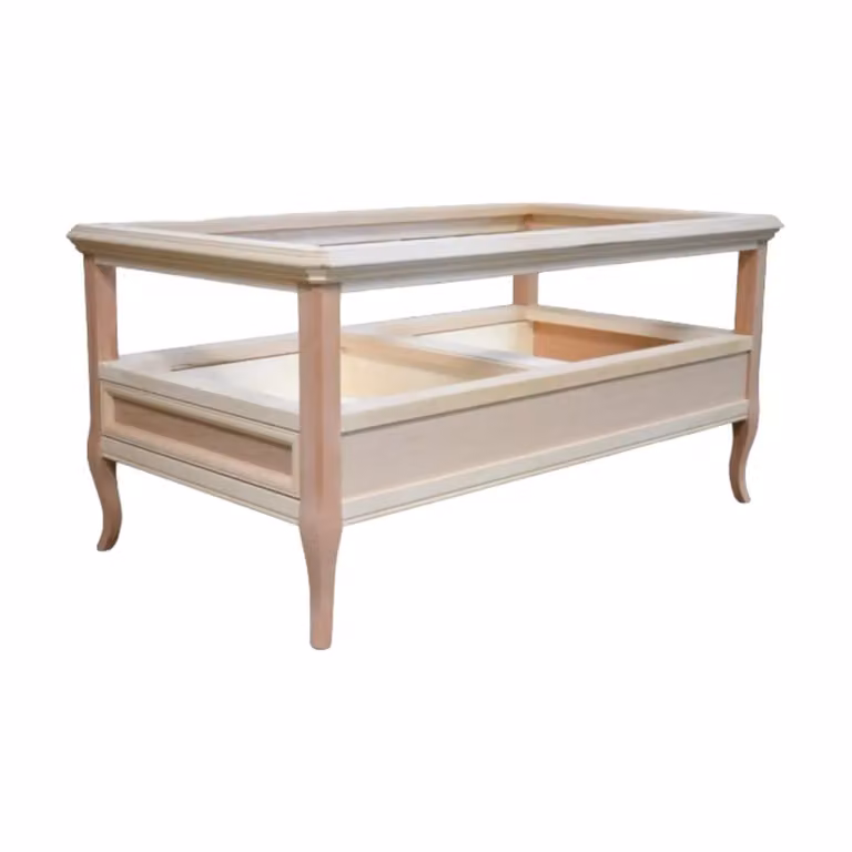 Tavolino classico con 2 cassetti in legno grezzo Mobili 2G L/P/H: 115 x 65 x 55 cm