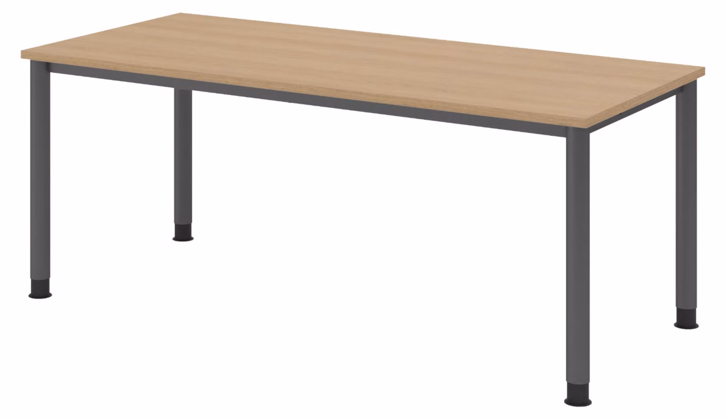 Scrivania bümö Serie H - Struttura: grafite, Dimensioni: 180 x 80 cm, Finitura: rovere