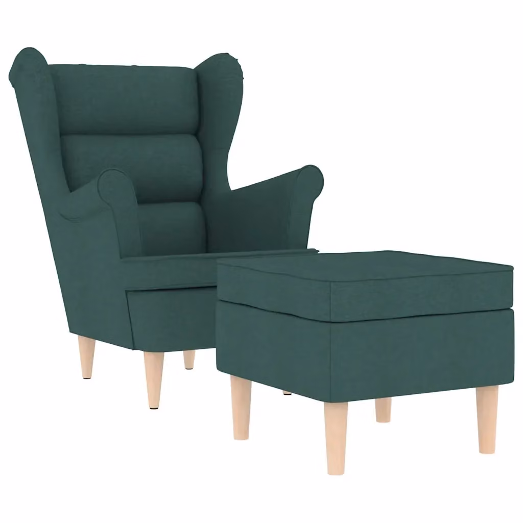 Poltrona Relax con Poggiapiedi vidaXL Verde, Modello Tub Moderno in Tessuto con Imbottitura in Schiuma – 2