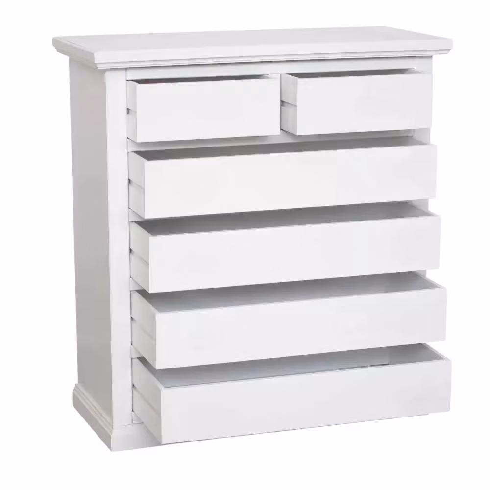 Cassettiera in legno stile shabby chic bianca con pomelli argento Mobili 2G L: 86 cm, P: 40 cm, H: 96 cm – 3