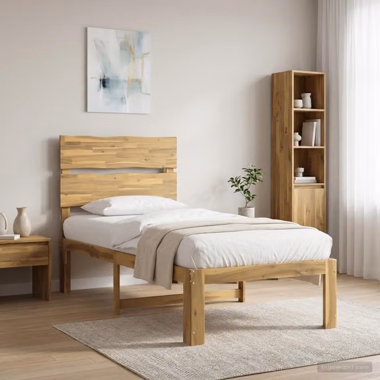 Letto Singolo con Testiera vidaXL ROSTOCK in Legno di Acacia Bianco L 75 x P 190 cm