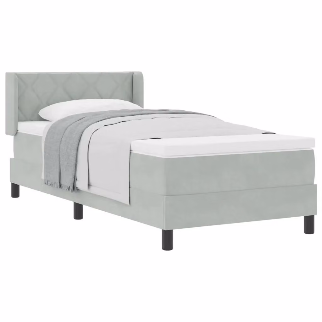Letto ibrido con testiera in velluto vidaXL, Grigio, L: 200 cm, P: 100 cm – 2