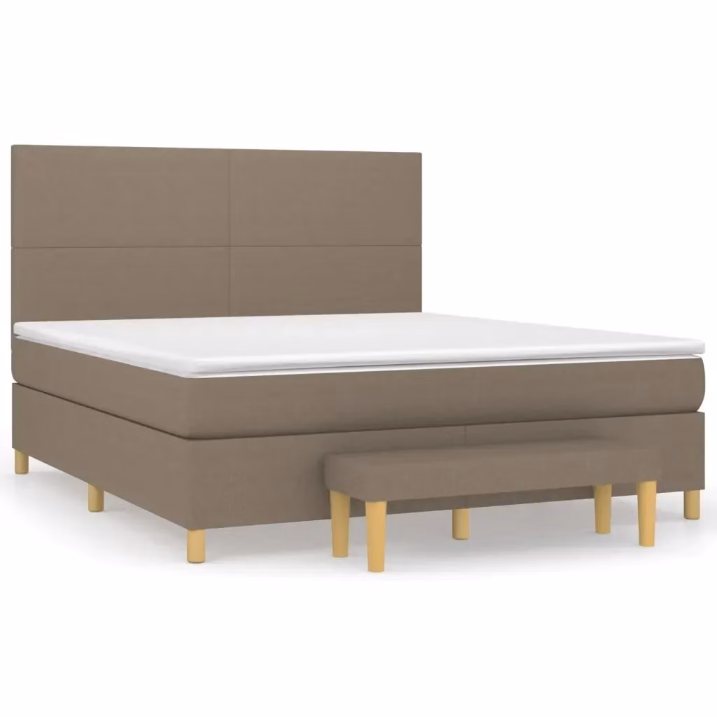 Letto Ibrido con Materasso a Molle vidaXL in Tessuto Beige e Bianco L/P/H: 160 x 200 x 128 cm – 2