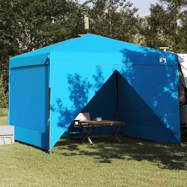 Tenda Gazebo da Festa Blu in Tessuto di Poliestere L/P/H: 290 x 290 x 251 cm