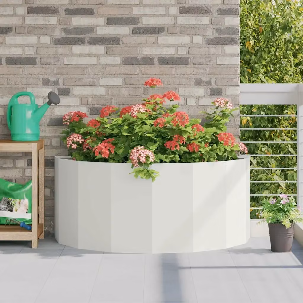 Fioriera a cassetta in acciaio bianco per giardino ornamentale L: 120 cm, P: 60 cm, H: 50 cm – 2