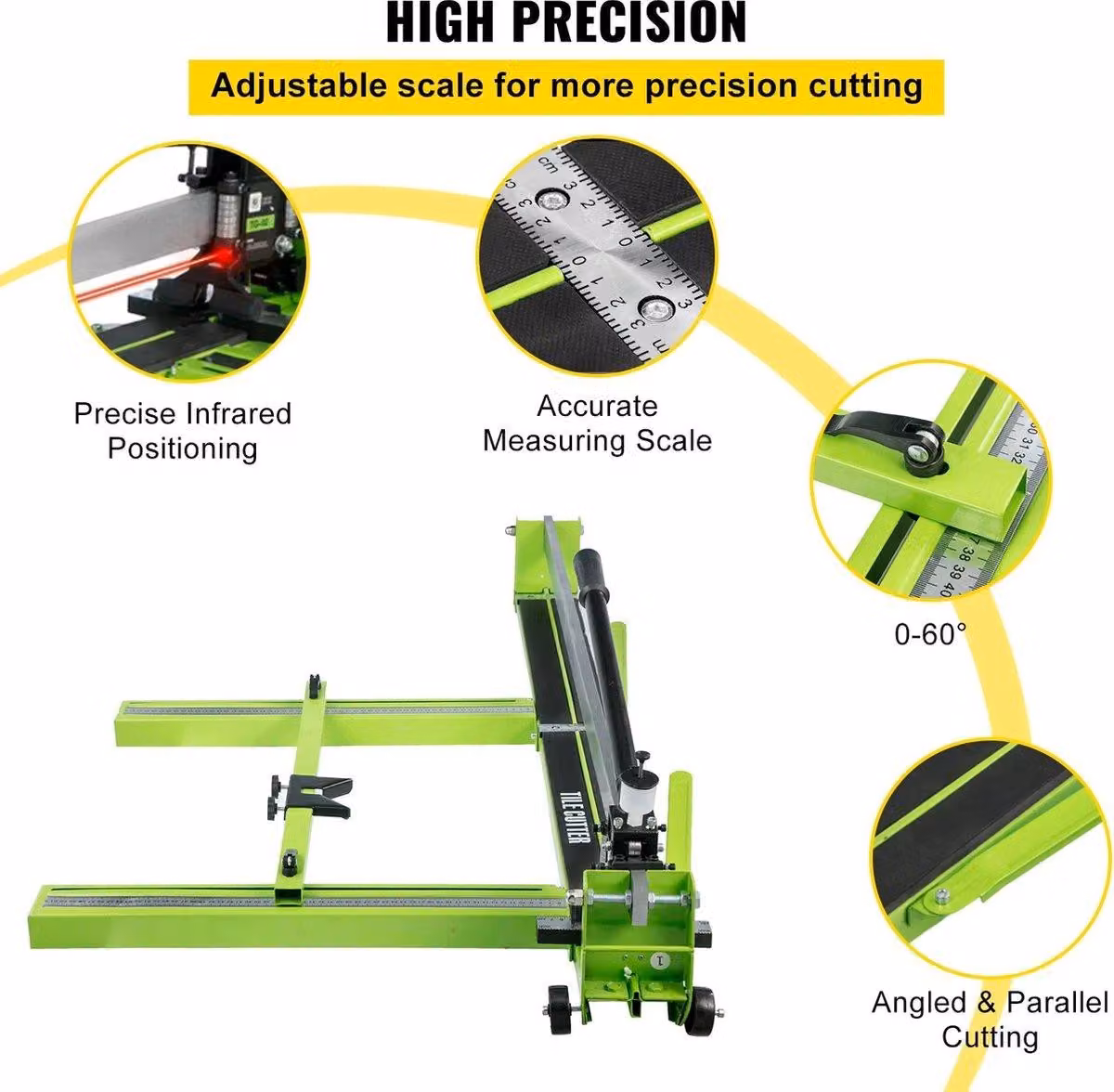 Tagliapiastrelle manuale - Larghezza 800 mm - Spessore 15 mm - Con laser a infrarossi - Professionale