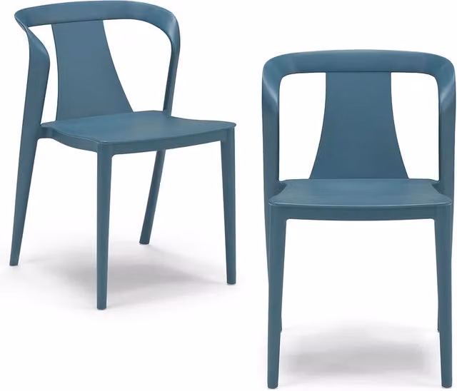 Set di 2 sedie impilabili Redokasa modello ALBA in polipropilene, design moderno idrorepellente e resistente ai raggi UV, colore Petrolio – 1