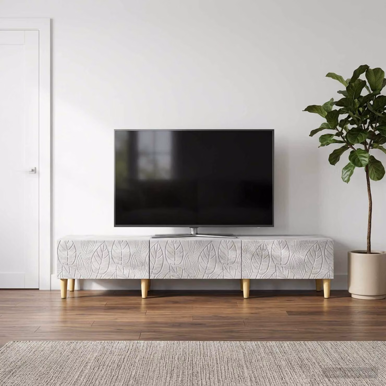 Mobile TV vidaXL moderno in legno e MDF Grigio, L 147 x P 34,5 x H 30 cm