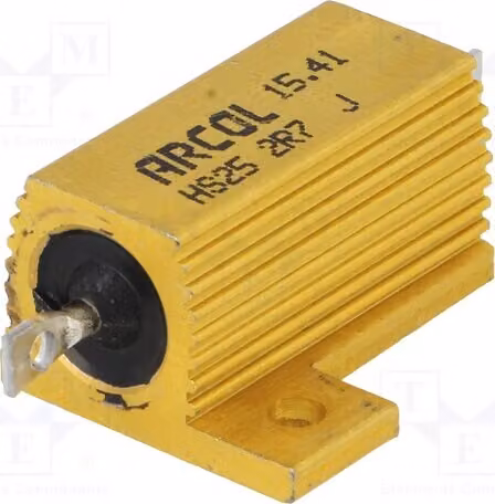 1 resistore: resistore a filo con dissipatore, avvitabile, 2,7Ω, 25W, modello HS25-2R7J. Resistori da 25W