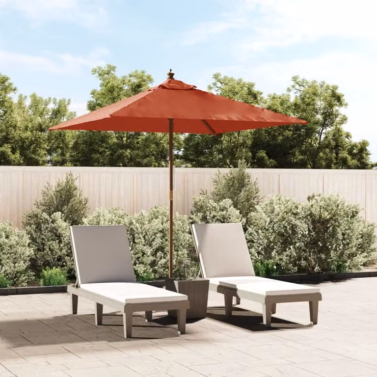 Maison Exclusive - Ombrellone con palo in legno, color terracotta, dimensioni 198x198x231 cm