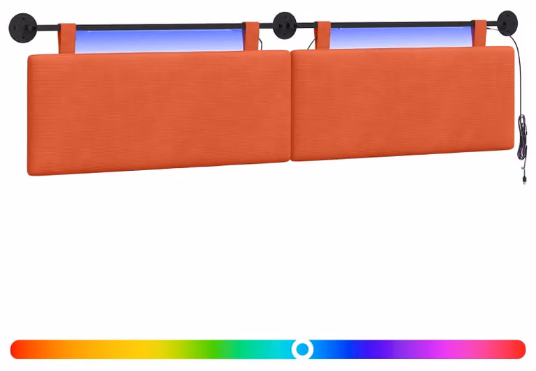 Testiera sospesa Con luce LED Rosso Arancio Tessuto in Cords