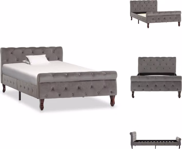 vidaXL Struttura letto in velluto grigio 100 x 200 cm - Letti e strutture letto