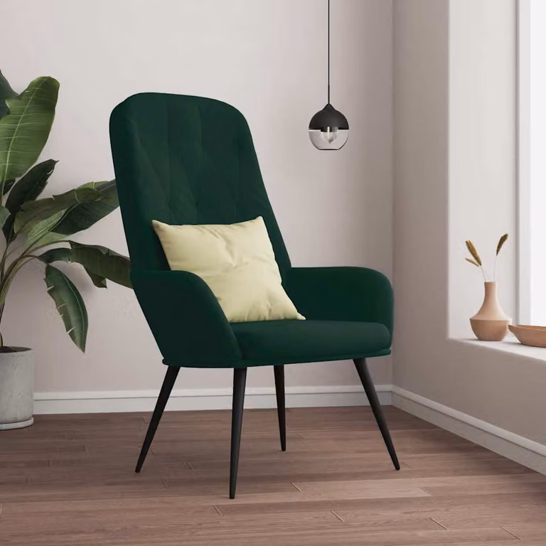Sedia Relax vidaXL in Velluto Verde Scuro