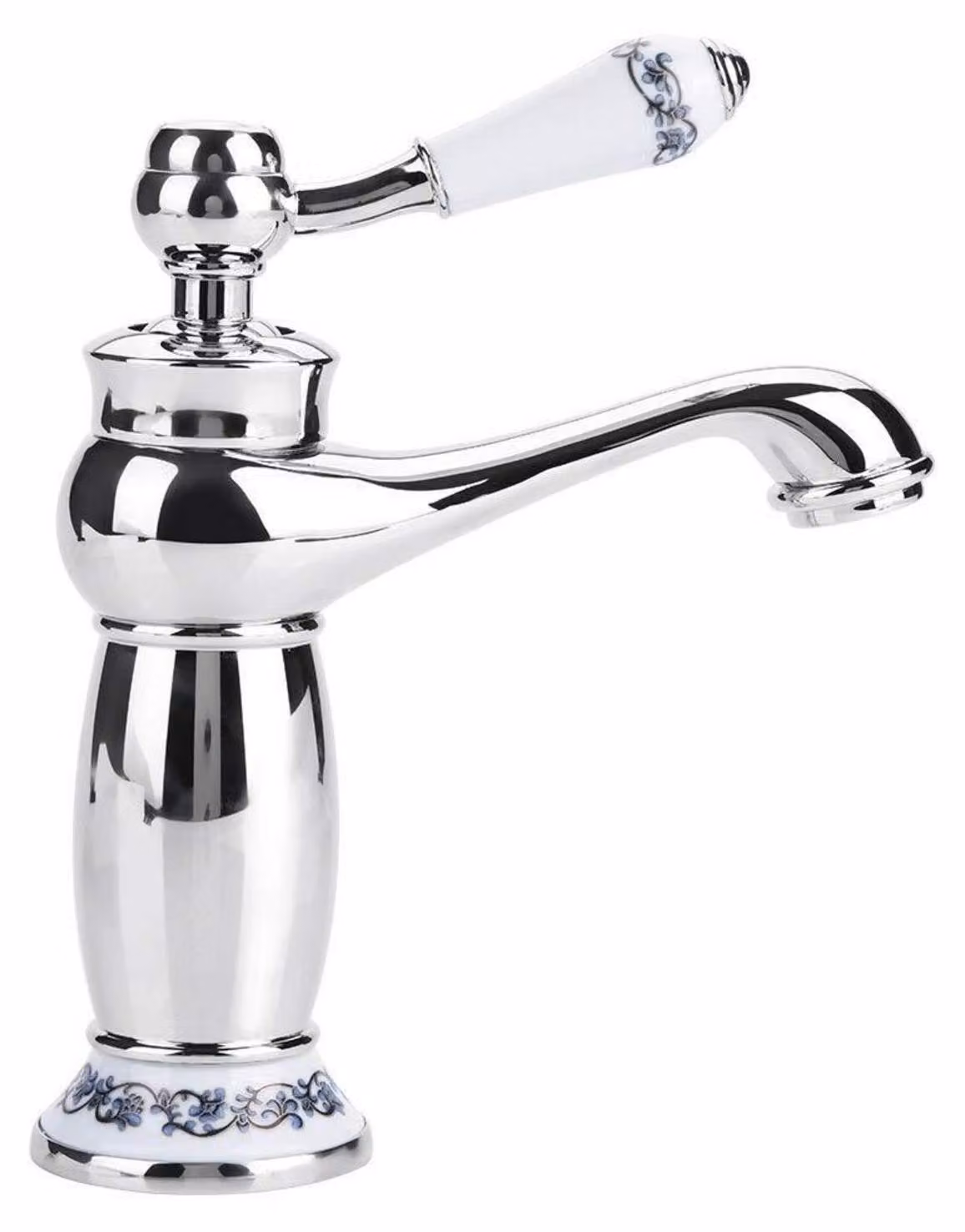 Miscelatore monocomando per lavabo, in Vetroceramica, in ottone, stile vintage, con decorazioni floreali