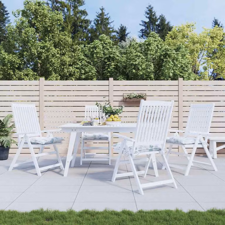 Set di 4 cuscini per sedia vidaXL con motivo a foglie verdi, in tessuto Oxford traspirante e idrorepellente, L 50 x P 50 x H 7 cm