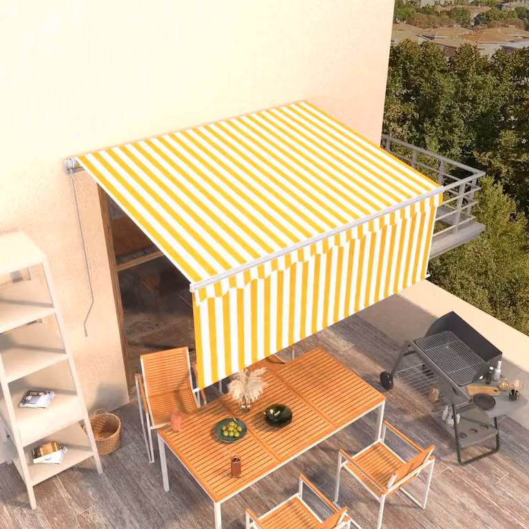 Tenda retrattile vidaXL in poliestere e alluminio, Giallo e Bianco, L: 3 m, P: 2,5 m