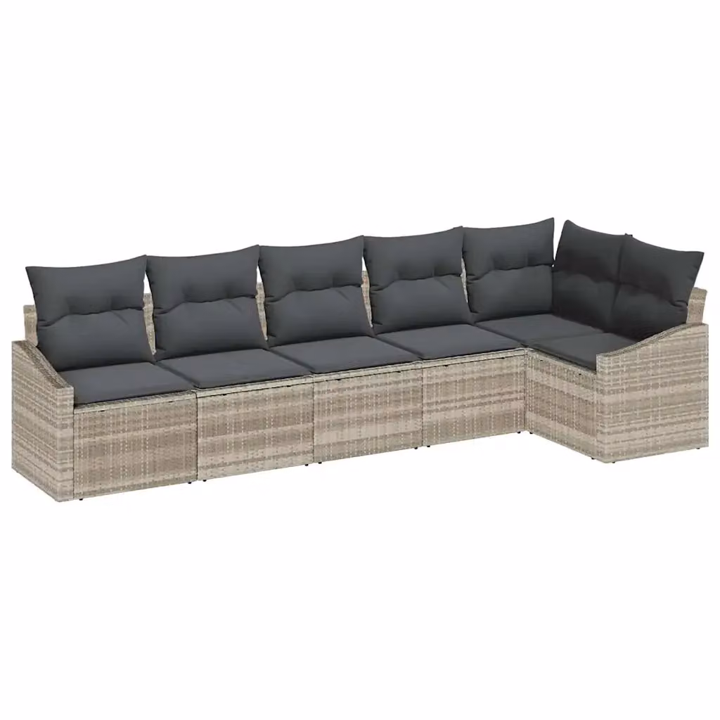 Set di divani da giardino vidaXL 6 pezzi in rattan grigio con cuscini e tavolino – 2