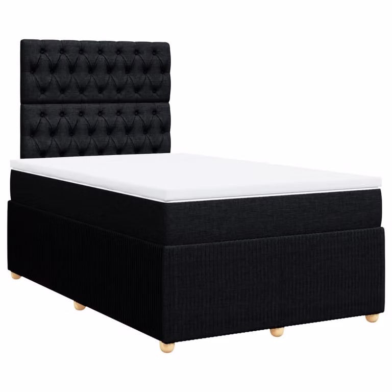 Giroletto a Molle con Materasso Nero 120x190 cm in Tessuto