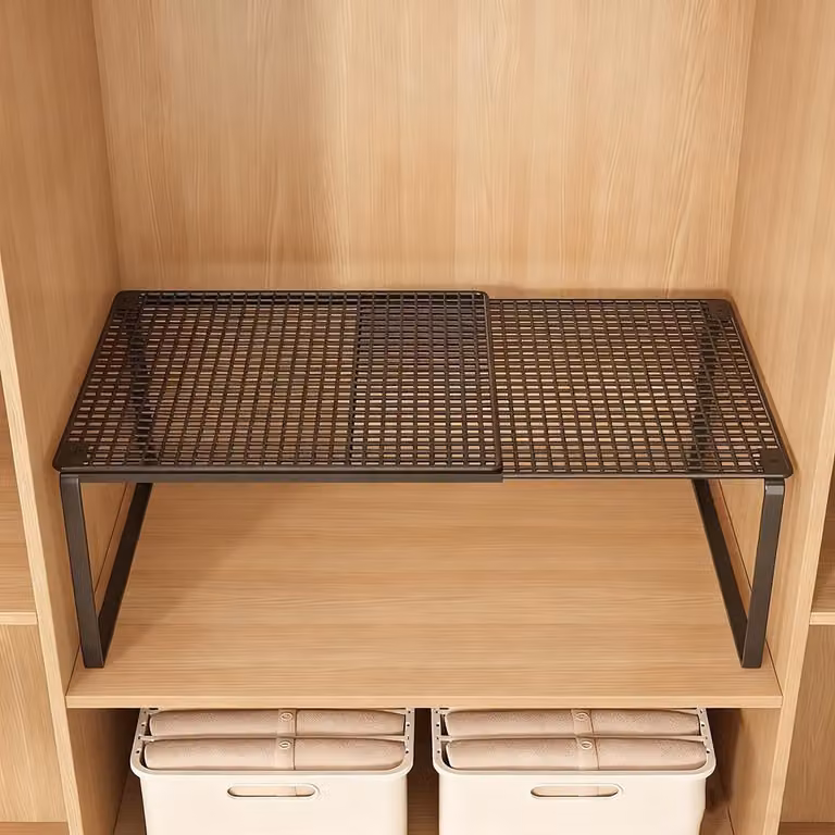 Omgoods - Barra telescopica per ripiani, ideale per armadi - Organizer in metallo per cucina e bagno
