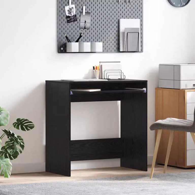 Scrivania vidaXL in legno ingegnerizzato MDF, colore Rovere Nero, L 77.5 x P 43 x H 79 cm