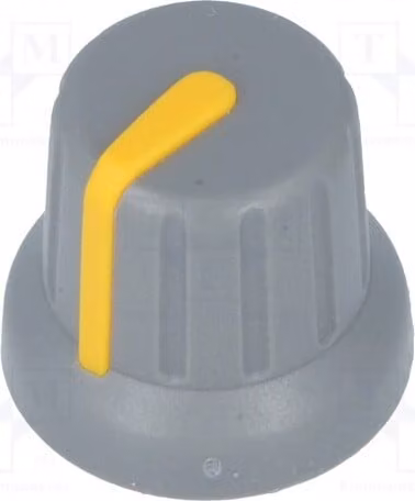 2 manopole rotative, diametro 16x14 mm, diametro albero: 6 mm, modello mini, con indicatore, colore grigio. Manopole rotative GMN-4SYL per