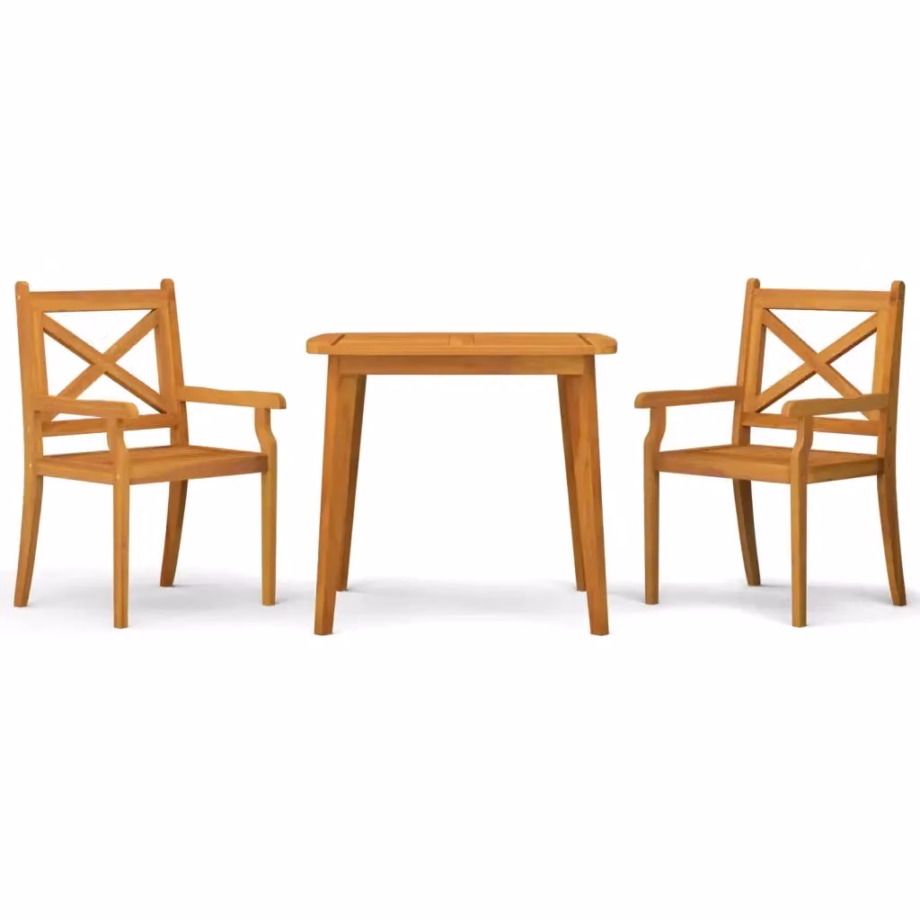 Set di mobili da pranzo per giardino e terrazzo vidaXL in legno di acacia marrone, 3 pezzi – 2