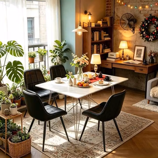 Set di 4 sedie da pranzo WISHDOR in pelle sintetica nera con struttura in metallo e legno, sedie moderne ed ergonomiche per cucina e ufficio L/P/H: 47 x 43 x 81,5 cm