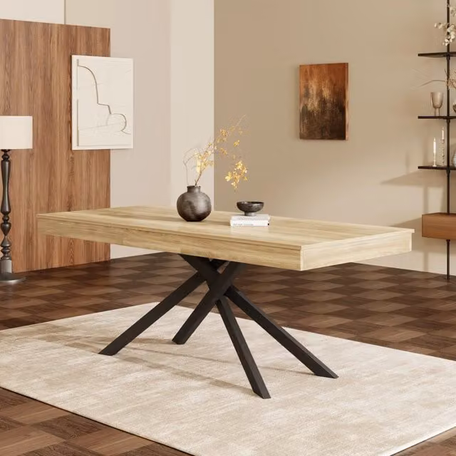 Tavolo da pranzo allungabile Mivray moderno in MDF marrone con gambe a X L: 140-180 cm, P: 80 cm, H: 75 cm