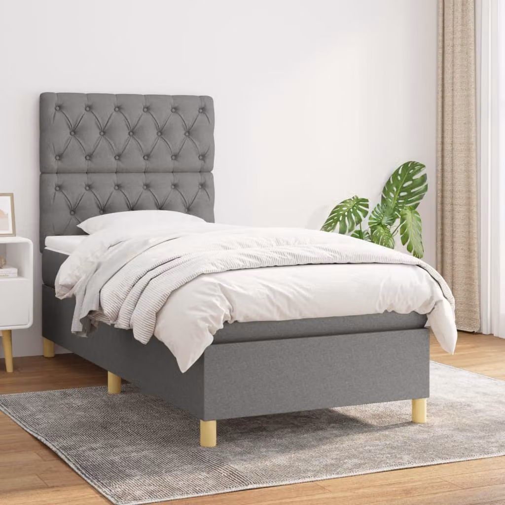 Letto Ibrido con Giroletto a Molle e Materasso a Tasche vidaXL, Grigio e Bianco, L/P/H: 80 x 200 x 128 cm