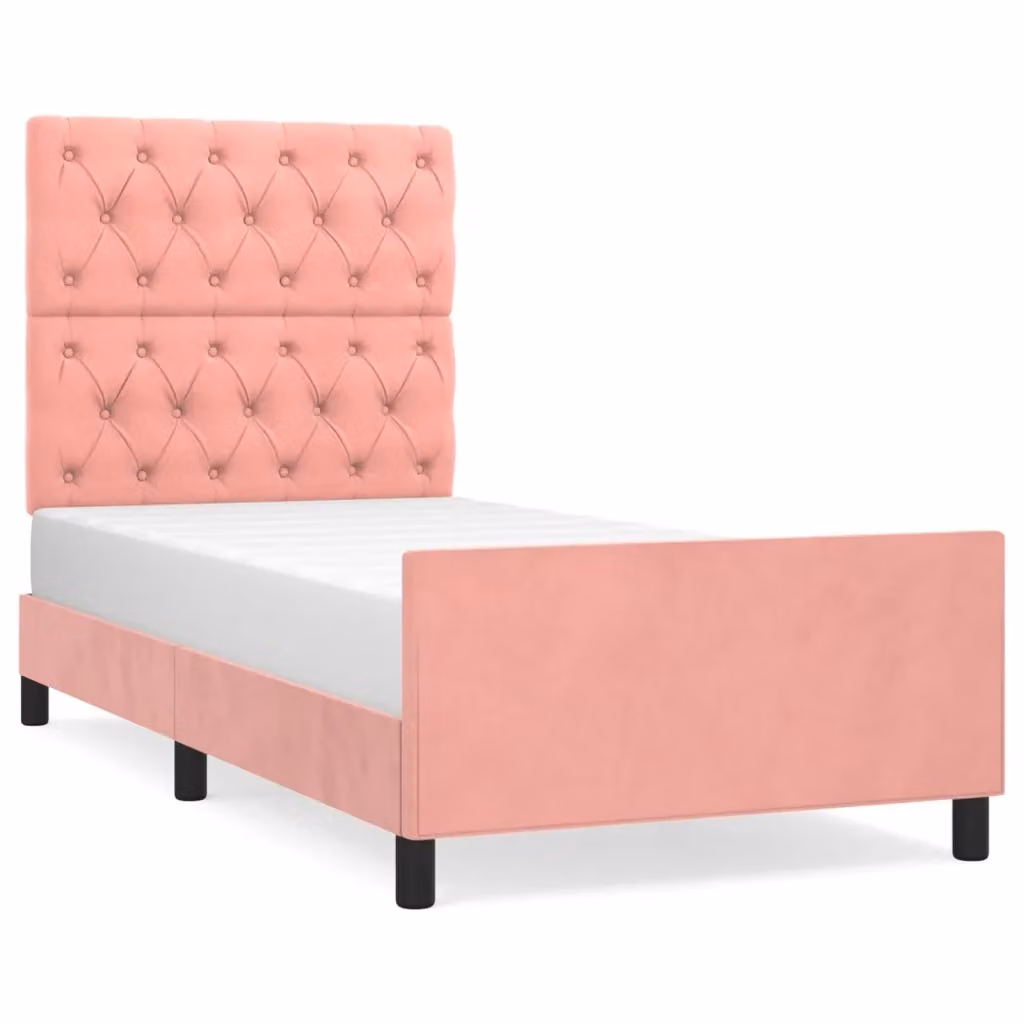 Giroletto con testiera in velluto rosa vidaXL L/P/H: 203 x 80 x 128 cm – 2