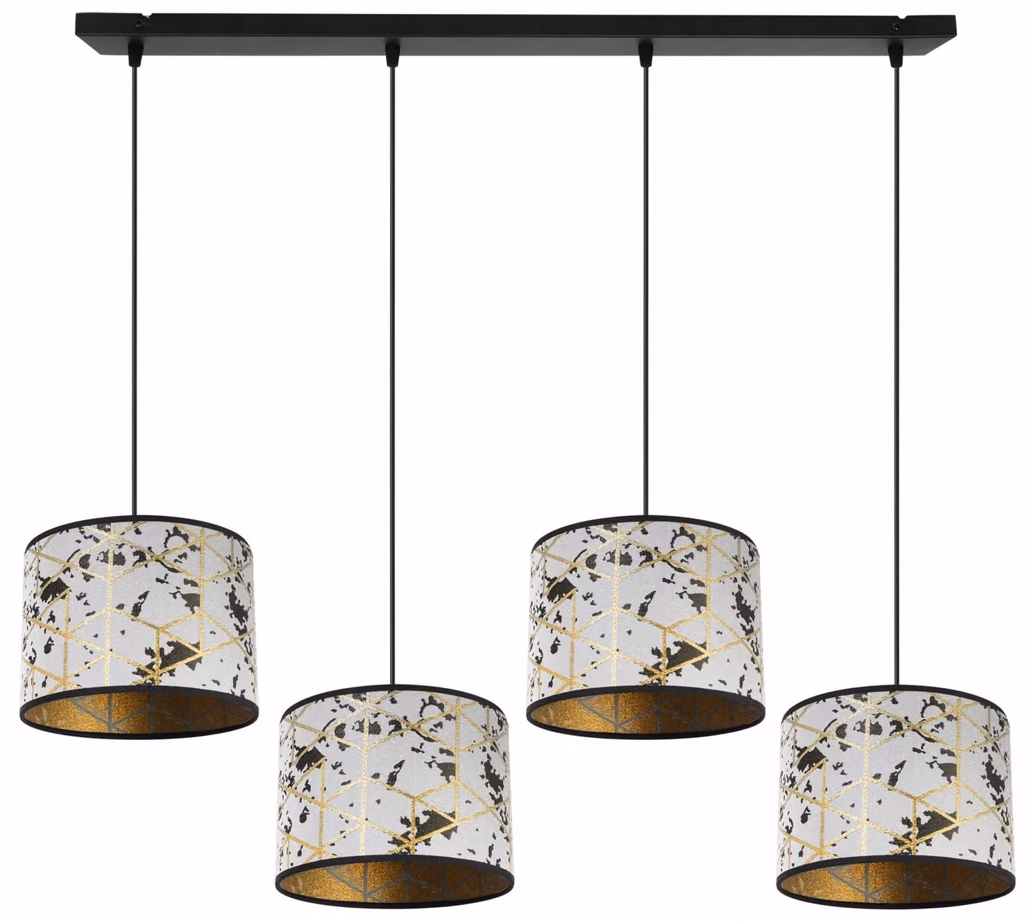 Lampada a sospensione, lampadario, paralume, motivo dorato