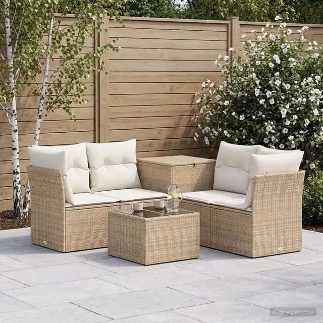 Set di divani 6 pz Beige e Bianco Crema 55 x 55 x 37 cm 3447358
