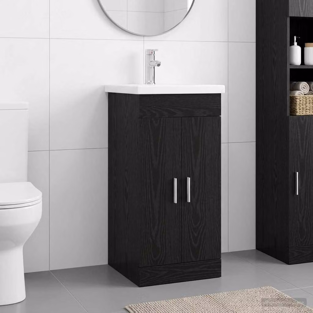 Mobile da bagno vidaXL con lavabo moderno in rovere nero, L 42 cm x P 40 cm x H 84,5 cm
