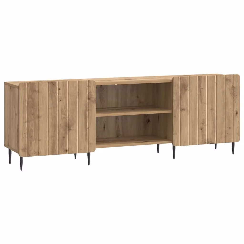 Mobile TV moderno in legno e metallo color rovere, L/P/H: 150 x 31 x 52 cm – 2