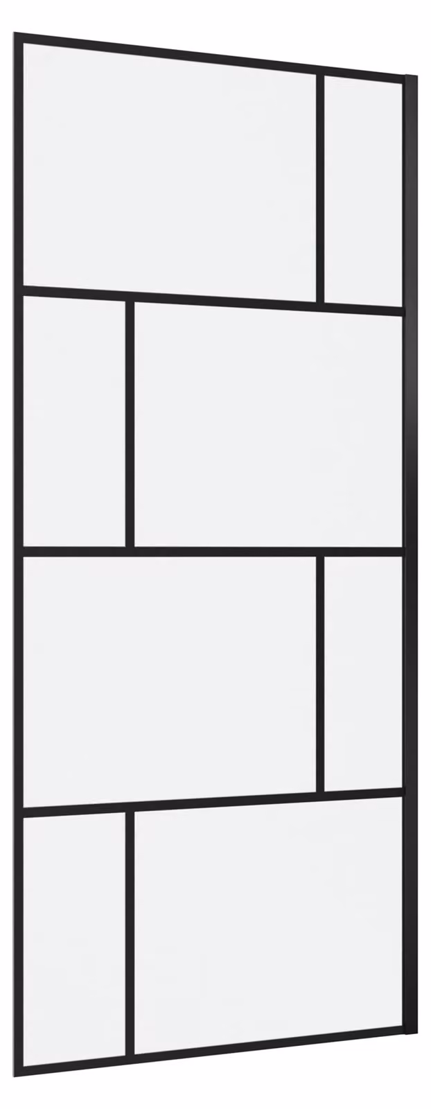 Schermo doccia MARWELL dal design moderno 90 x 195 cm - parete divisoria in vetro con profilo a parete nero opaco - con vetro temperato di sicurezza