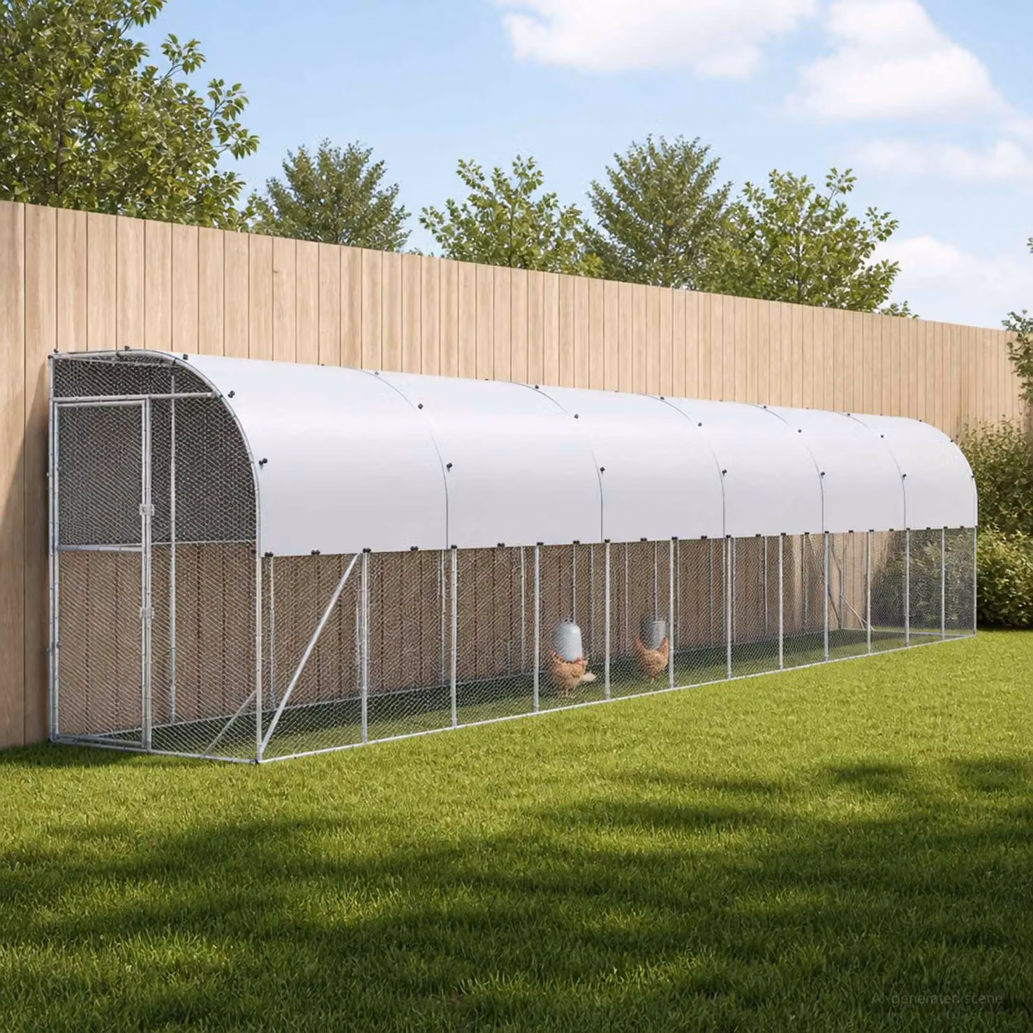 vidaXL Gabbia per Polli Contro il Muro Argento 600 x 150 x 215 cm