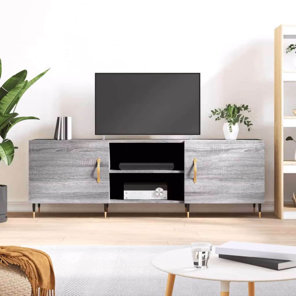 vidaXL Mobile Porta TV Moderno Grigio in Legno e Metallo L: 150 cm, P: 30 cm, H: 50 cm