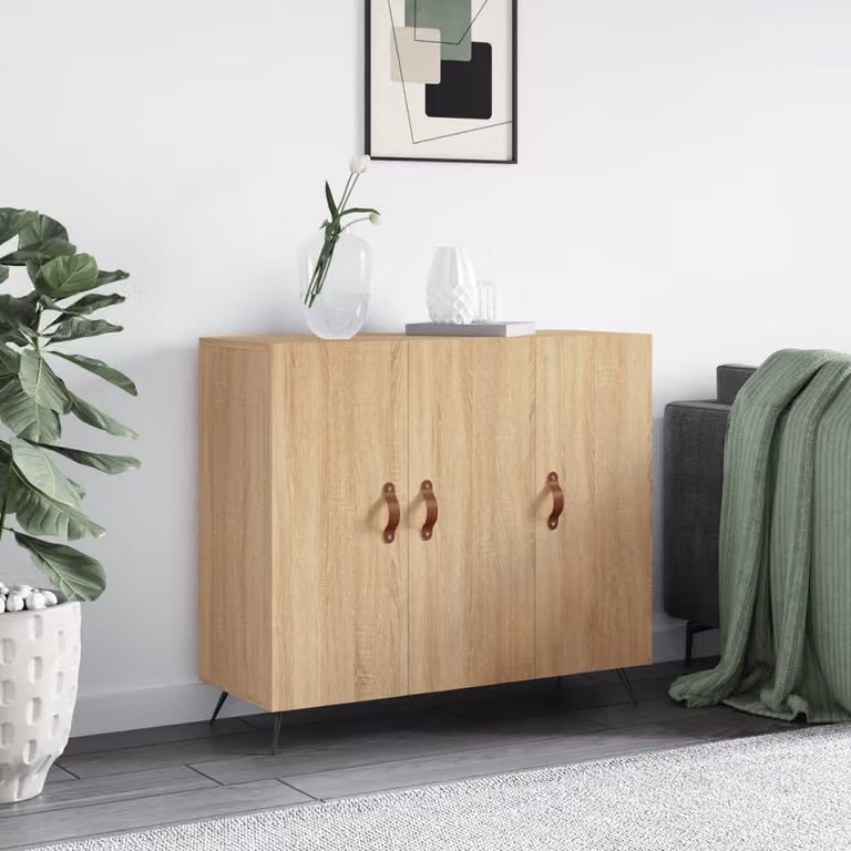 Credenza moderna vidaXL in legno multistrato color rovere Sonoma, L 90 x P 34 x H 80 cm