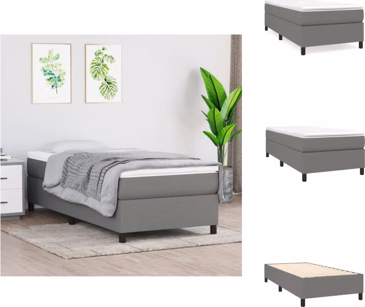 vidaXL Letto a molle insacchettate grigio scuro 90x190 cm in tessuto - Letti e strutture letto