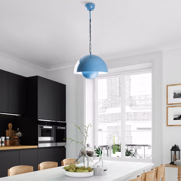 Opviq, Kure 2676 - Azzurro, lampadario, azzurro, CORPO IN METALLO, 30 x 30 x 70 cm