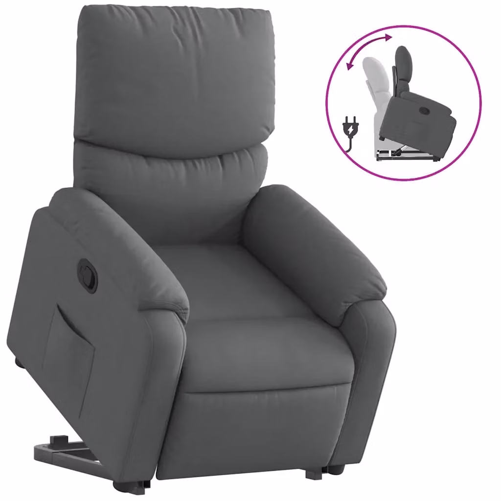 Poltrona Alzapersona Reclinabile vidaXL Grigia con Assistenza Elettrica e Braccioli – 2