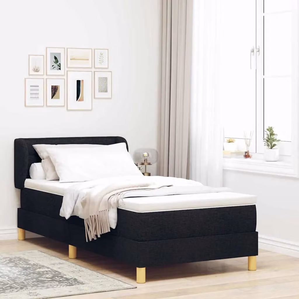 Letto a molle con materasso vidaXL Nero L/P: 100 x 200 cm