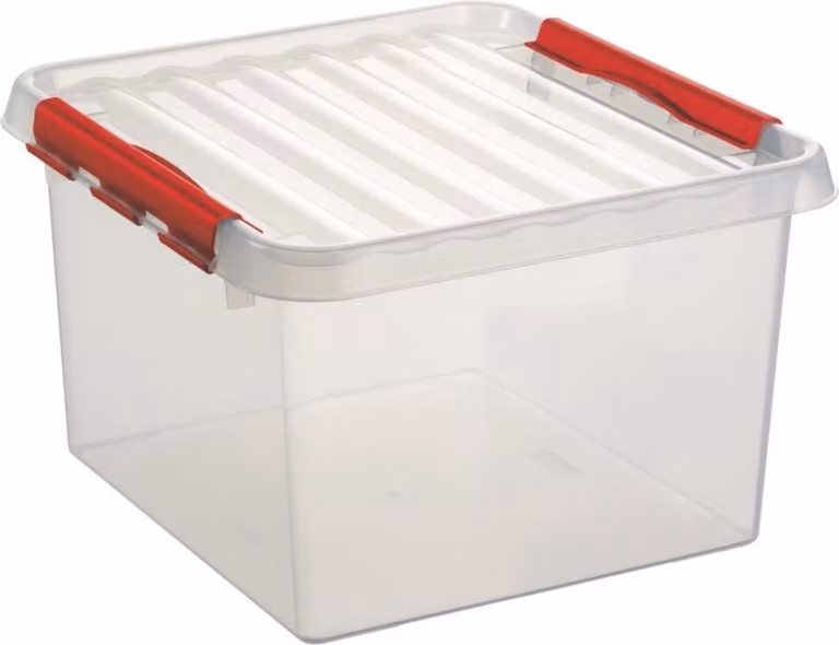 Sunware Q-Line Contenitore 26 L Trasparente Rosso, Confezione da 2 Pezzi