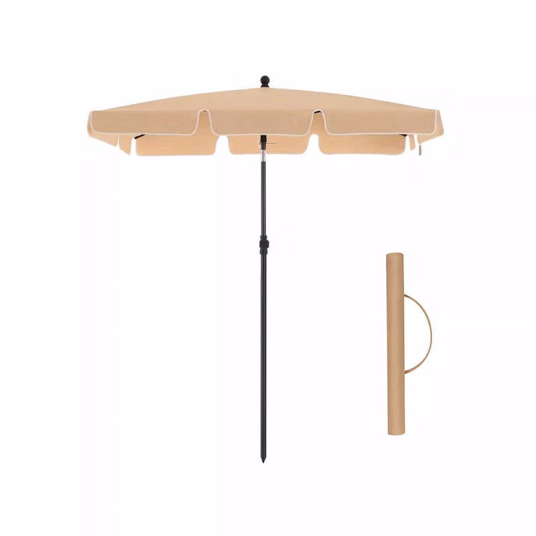 In And OutdoorMatch ombrellone Garett - Ombrellone rettangolare da giardino - 200 x 125 cm - protezione UV fino a UPF 50+ - pieghevole - con rivestimento in PA - giardino - terrazza - senza supporto - beige
