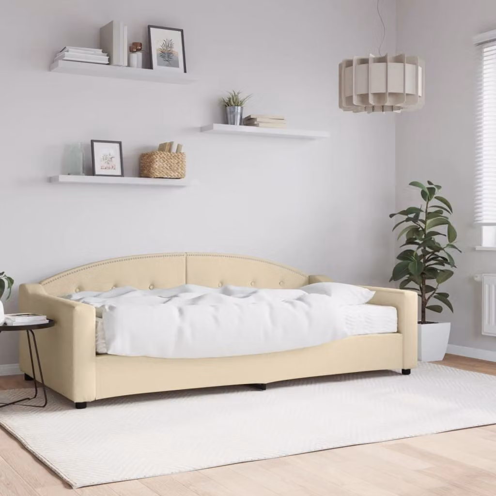 vidaXL Divano Letto Moderno con Materasso in Tessuto Beige L/P/H: 223 x 100 x 75 cm