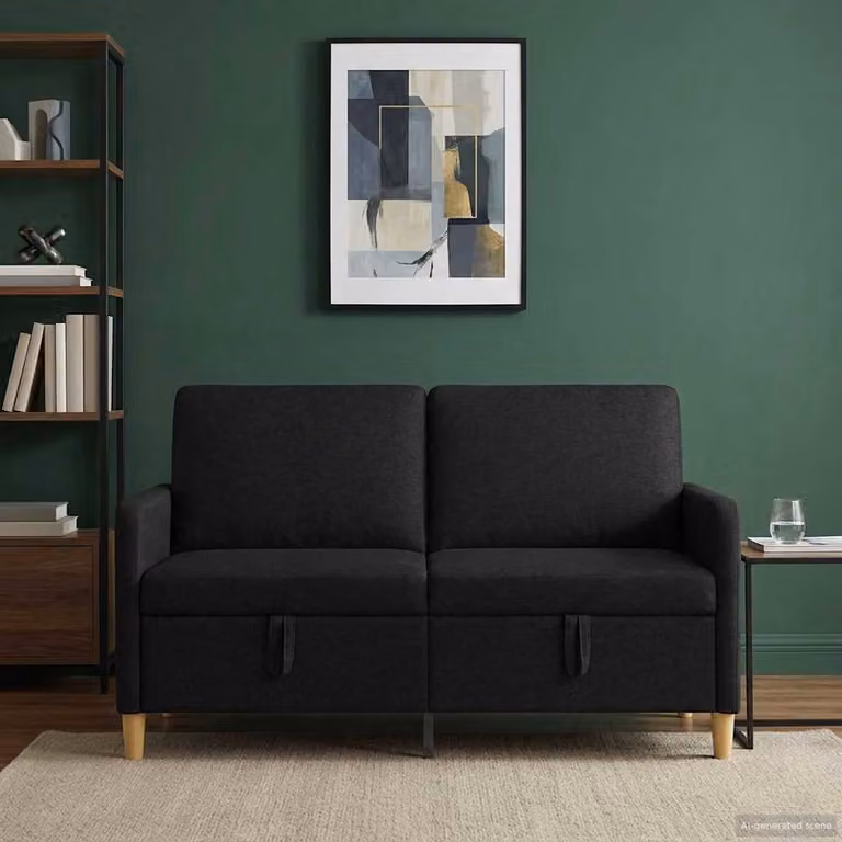 Divano vidaXL con contenitore apribile per soggiorno, rivestimento in tessuto con coperture rimovibili, L: 152 cm, P: 78 cm, H: 87 cm